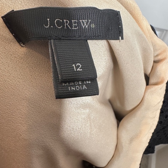 J. Crew Women’s One-Shoulder Ruffle Eyelet Top Black w/ Cream Lining - Picture 5 of 5